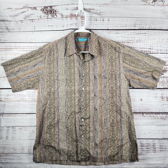 Tori Richard Shirt Men’s Large Cotton Lawn Geometric Abstract Aloha Made In USA - Picture 1 of 7